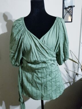 Women's Light Sage Green Wrap Tunic Top